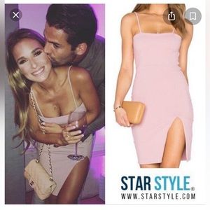 Donna Mizani pink mauve dress stretch mini dress